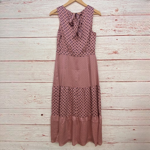 Ted Baker Izziie Mix Polka Dot Midi Dress in Dusky Pink Sz 1 Sz 4 - Picture 8 of 16